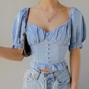 NWT URBAN OUTFITTERS* Puff Sleeve  Corset Crop Top
